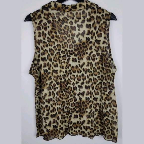 Julies Closet Leopard Top Semi Sheer Button Down - Picture 2 of 4